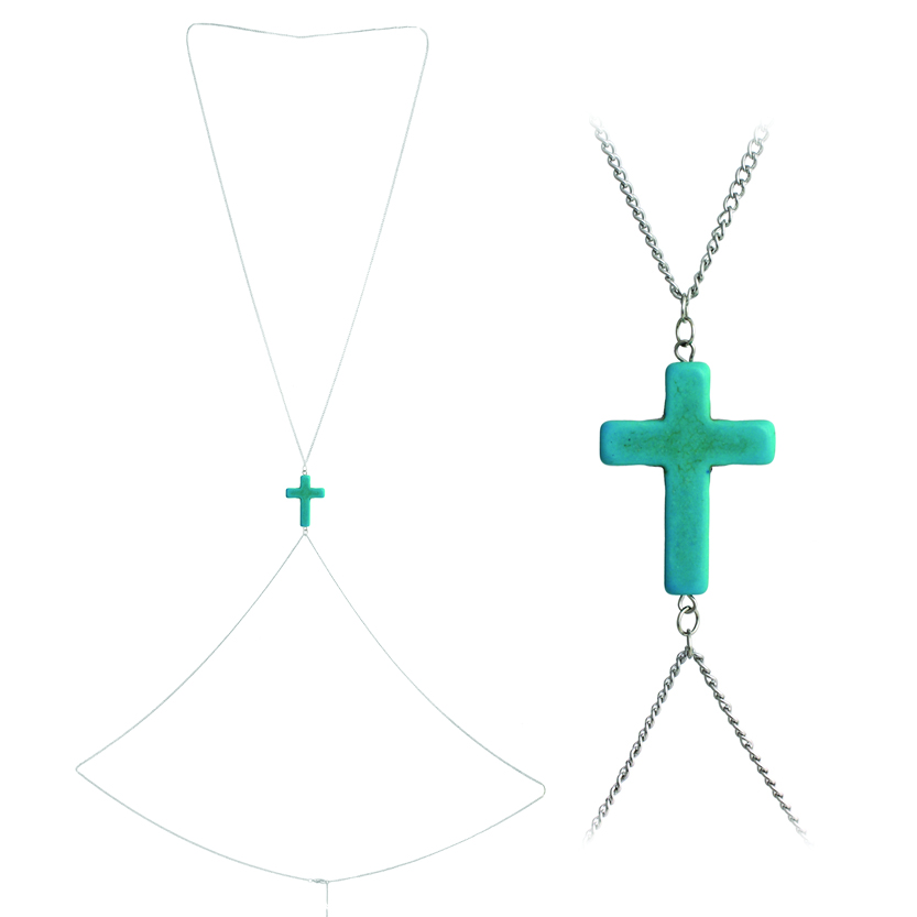 Picture of Western Fashion 14054 Cross Bodychain&#44; Silver & Turquoise