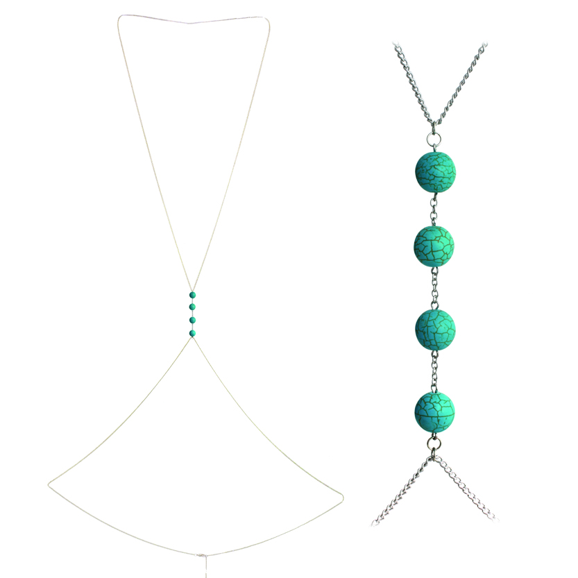 Picture of Western Fashion 14055 Round Bodychain&#44; Silver & Turquoise