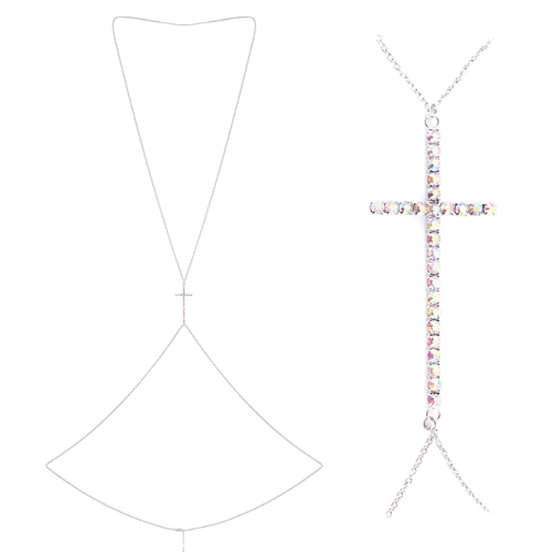 Picture of Western Fashion 14159-AB Rhinestones Cross Body Chain&#44; Aurora Borealis