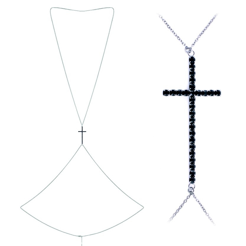 Picture of Western Fashion 14159-BLK Rhinestone Cross Body Chain, Black