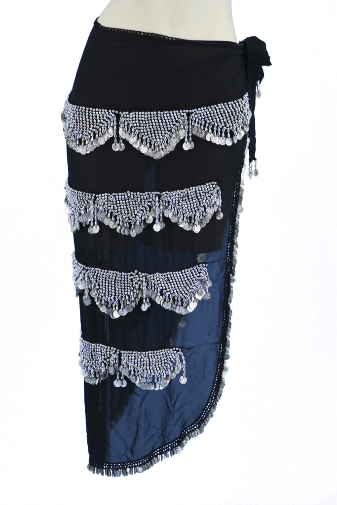 Picture of Western Fashion 1735-BLK-S Heavy U Shape Sash & Skirt with Lots of Coins&#44; Black & Silver