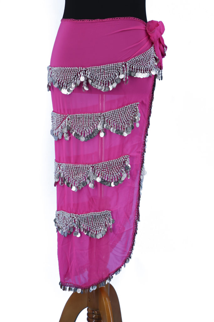 Picture of Western Fashion 1735-FCH-S Heavy U Shape Sash & Skirt with Lots of Coins&#44; Fuchsia & Silver