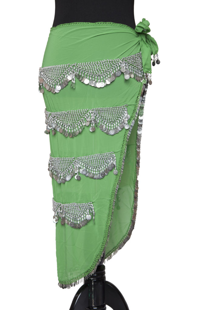 Picture of Western Fashion 1735-GRN-S Heavy U Shape Sash & Skirt with Lots of Coins&#44; Neon Green & Silver