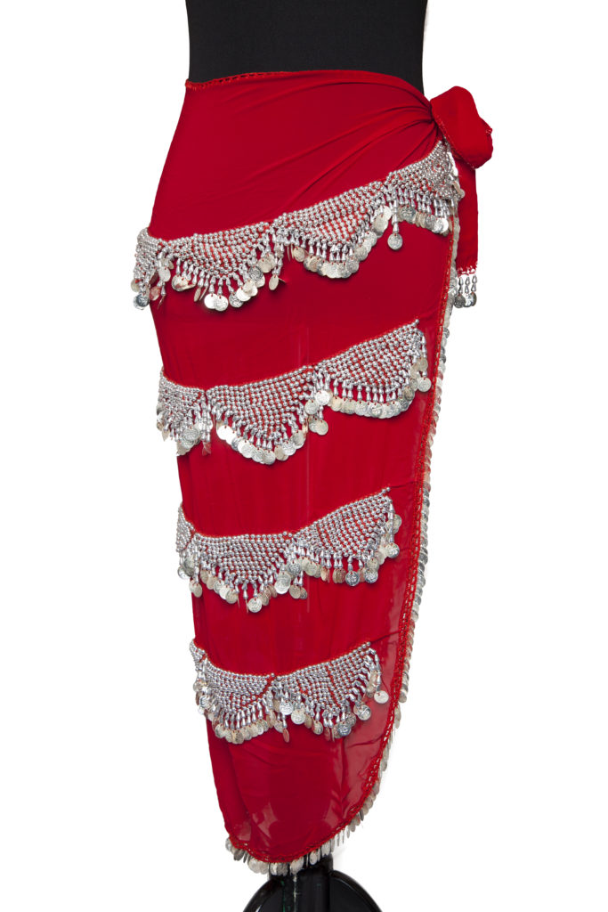 Picture of Western Fashion 1735-RD-S Heavy U Shape Sash & Skirt with Lots of Coins&#44; Red & Silver