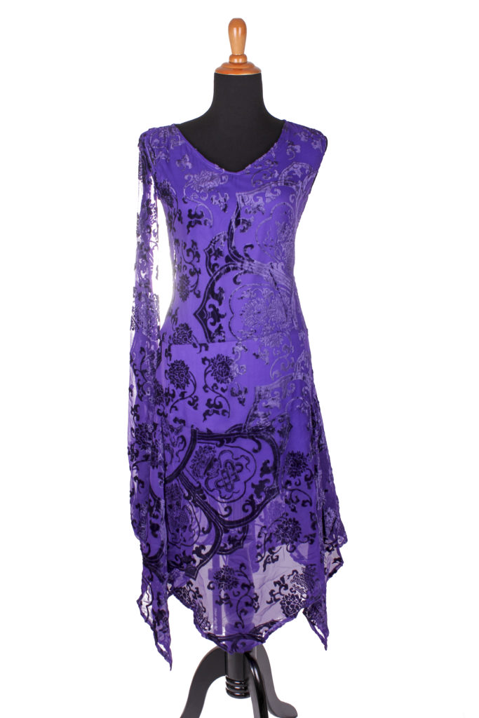 Picture of Western Fashion 1833-PRP-L Burnout Velvet Medallion Design Dress&#44; Purple - Large