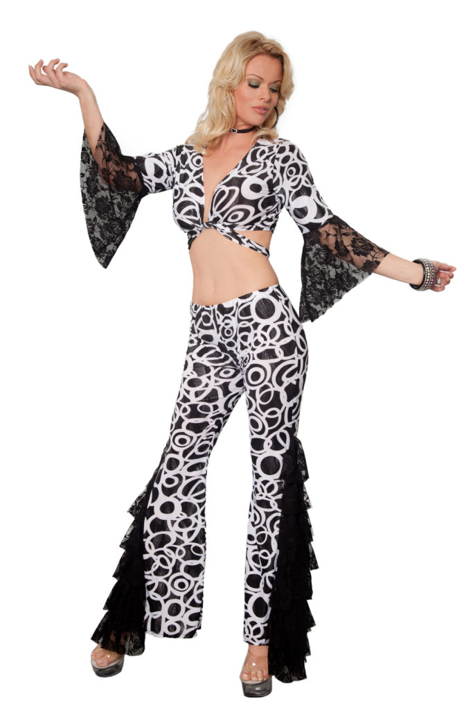 Picture of Western Fashion 4130-S-M 2 Piece Disco Costume Set&#44; Black & White - Small & Medium