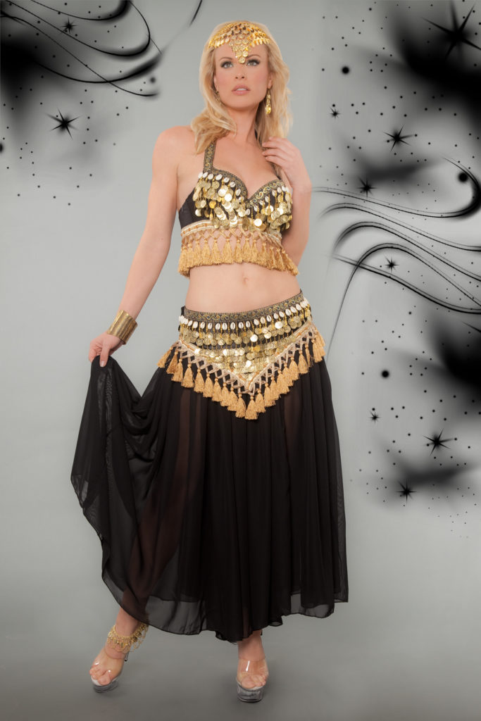 Picture of Western Fashion 4139-BLK-LXL 3 Piece Belly Dancer Costume Set&#44; Black - Large & Extra Large