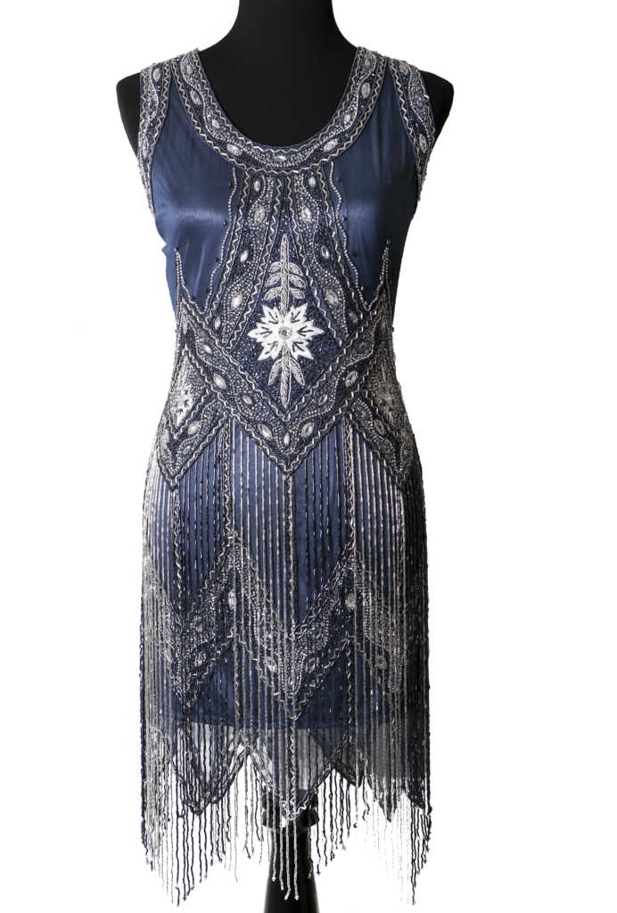 Picture of Western Fashion 2306-3XL Flapper Beaded Sequin Dress with Beaded Fringes&#44; Gray - 3XL
