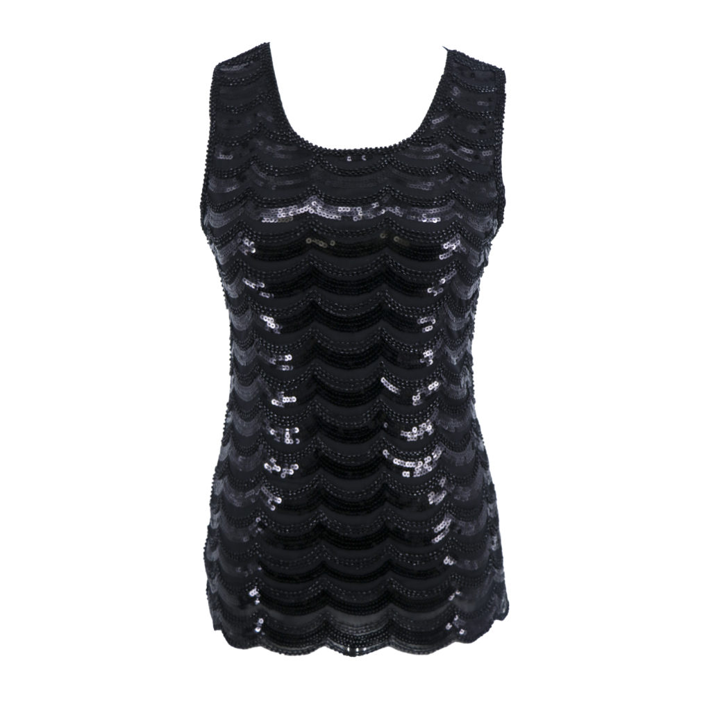 Picture of Western Fashion 2378-L Sequin Top&#44; Black & Silver - Large