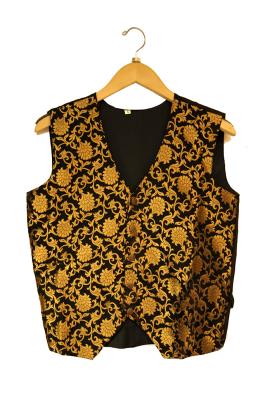 Picture of Western Fashion 2879-L Brocade Costume Vest&#44; Black & Gold - Large