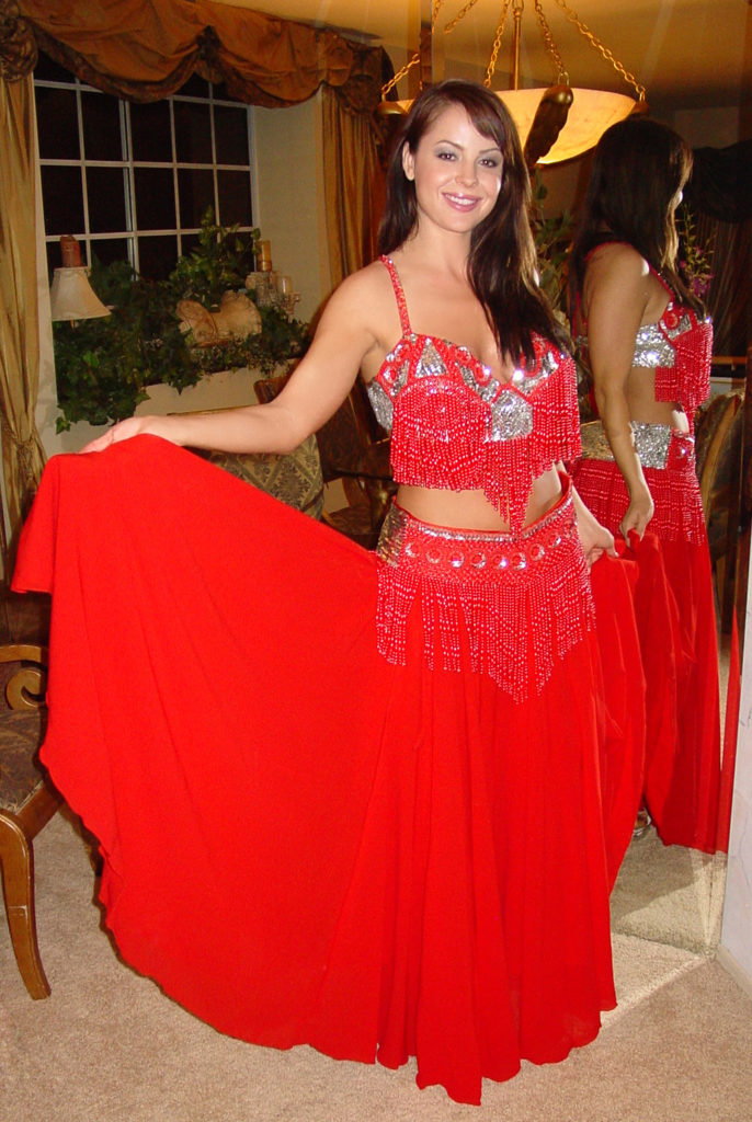 Picture of Western Fashion 2447-RED 2 Piece Belly Dancer Fringe Set&#44; Red & Silver