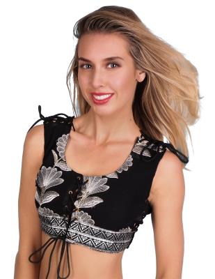 Picture of Western Fashion 3100T-BK-L Rayon Embroidery Choli Top&#44; Black - Large