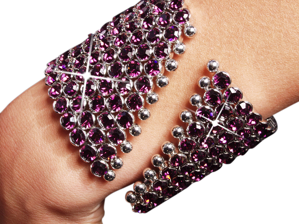 Picture of Western Fashion 625-PUR-SIL 10 Rows Cuff&#44; Purple & Silver