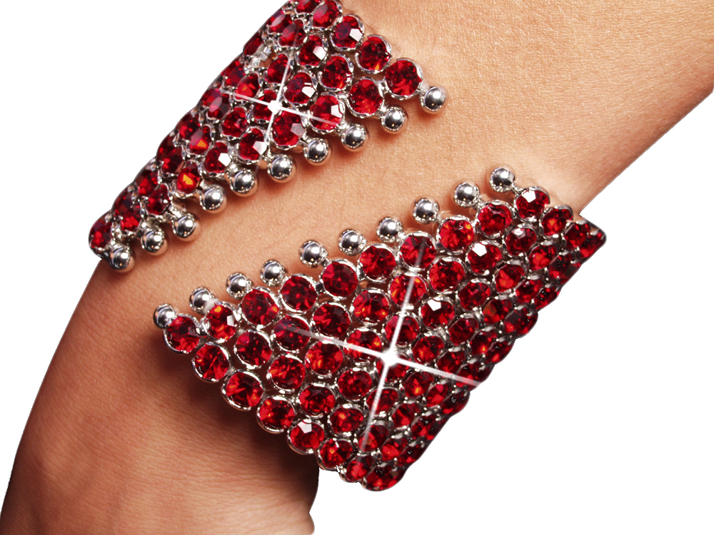 Picture of Western Fashion 625-RED-SIL 10 Rows Cuff&#44; Red & Silver