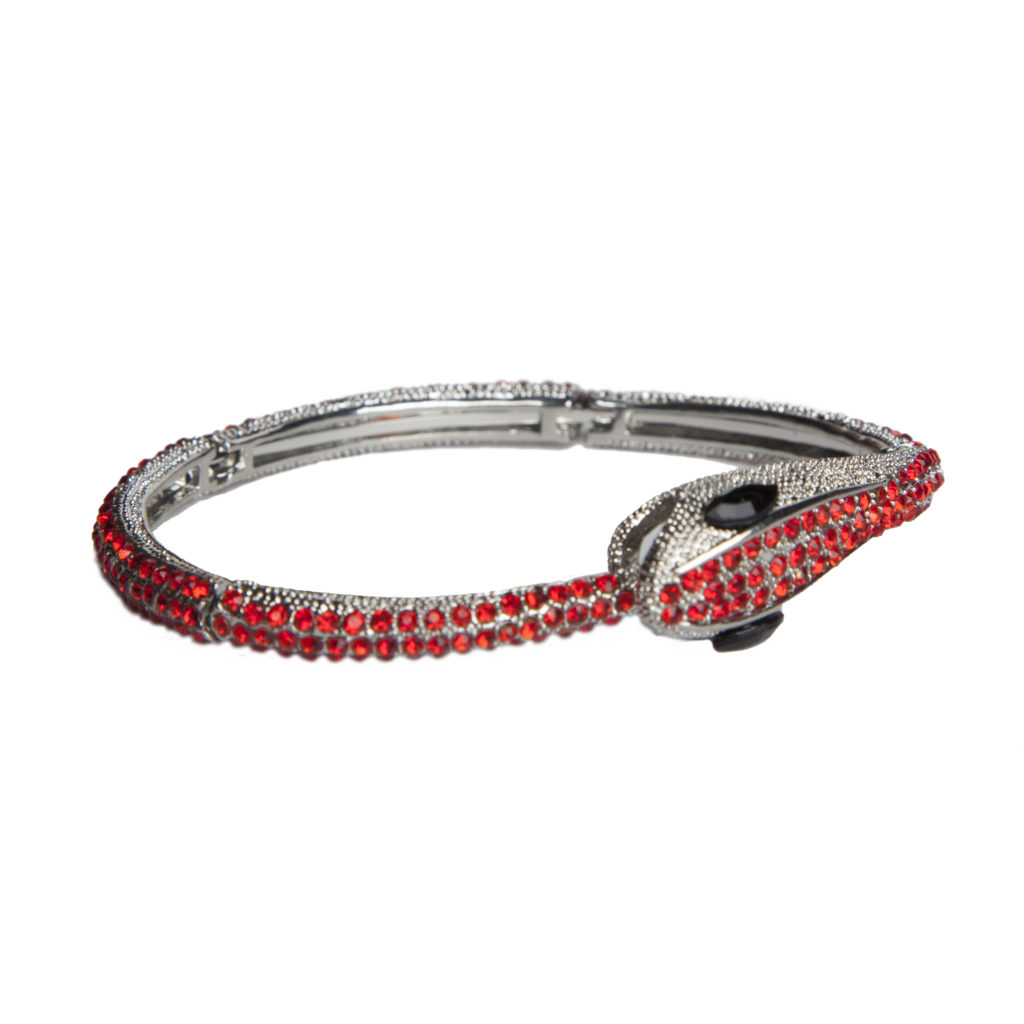 Picture of Western Fashion 651 Snake Bracelet with Stones&#44; Red