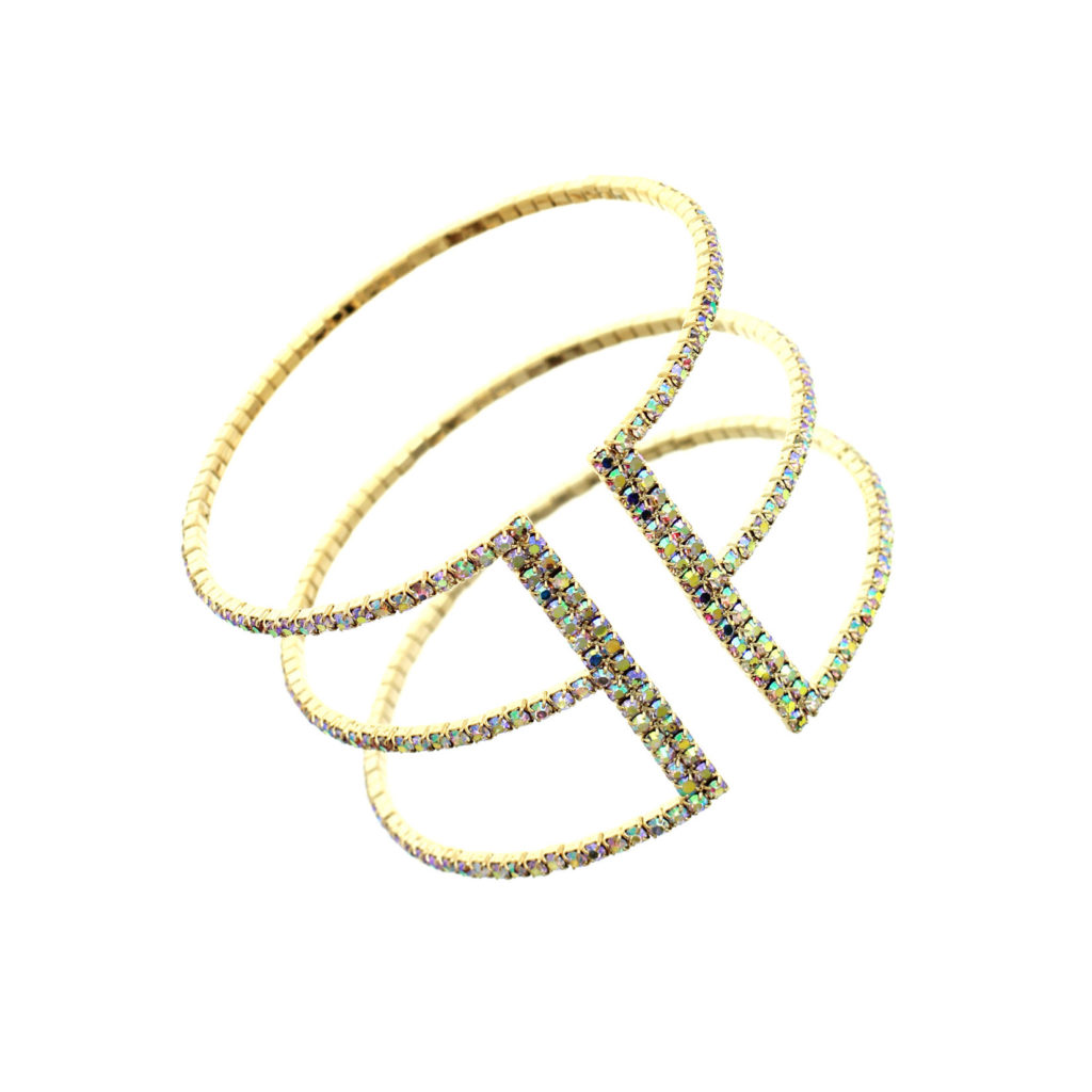 Picture of Western Fashion 82485-G 3 Line Rhinestone Cuff Crystal Bracelet&#44; Gold