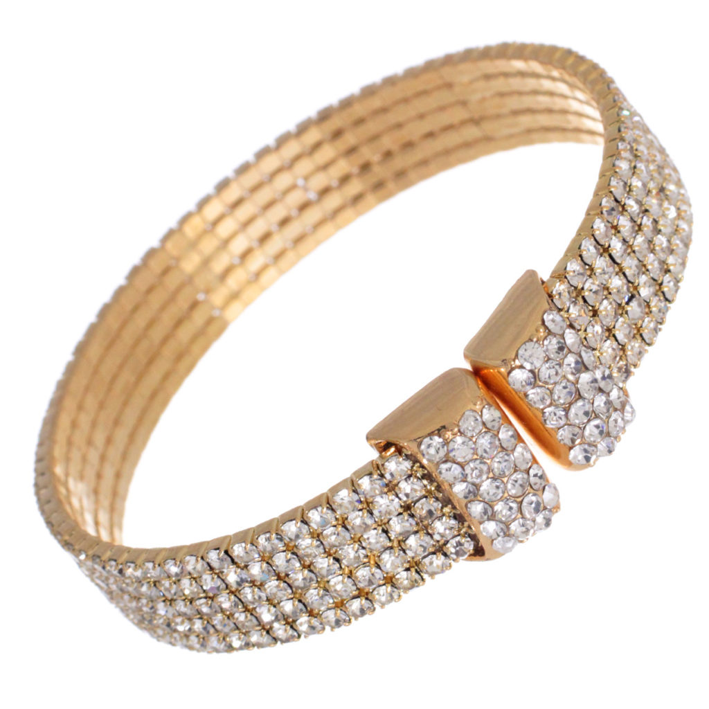 Picture of Western Fashion 82488-G 5 Line Rhinestone Stretch Crystal Bracelet&#44; Gold