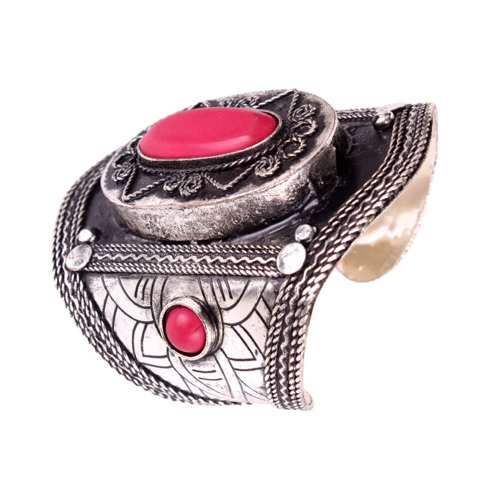 Picture of Western Fashion 99043 Tribal Metal Cuff with Stones&#44; Silver