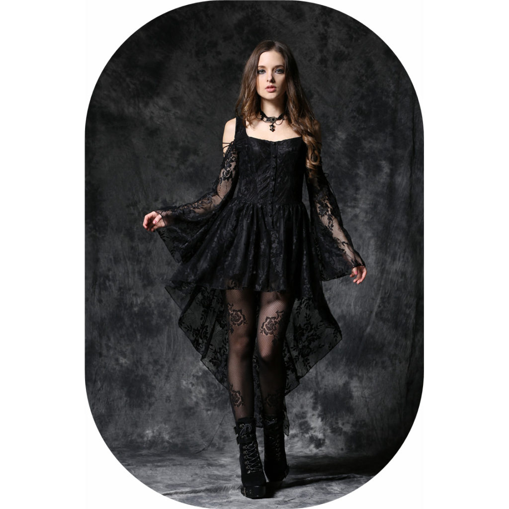 Picture of Western Fashion DW053-S Off-Shoulder Dress with Lace, Black - Small