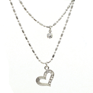Picture of Western Fashion M2340A 2 Line Rhinestone Tilted Heart Anklet&#44; Silver