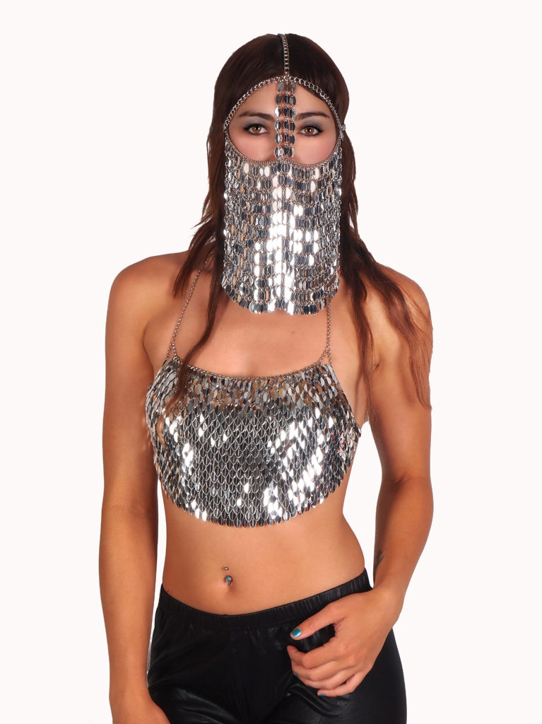 Picture of Western Fashion 14383-SIL Leaf Halter Top, Silver