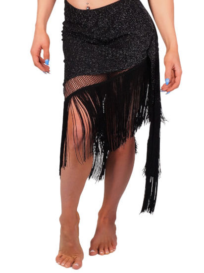 Picture of Western Fashion SQ1633Skirt Silver Lurex Skirt & Wrap&#44; Black - One Size