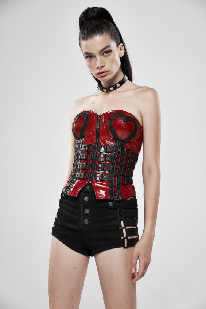 Picture of Western Fashion WY1115-BKRD-3XL Love Imprisonment Heavy Metal Heart-Shaped Corset&#44; Black & Red - 3XL