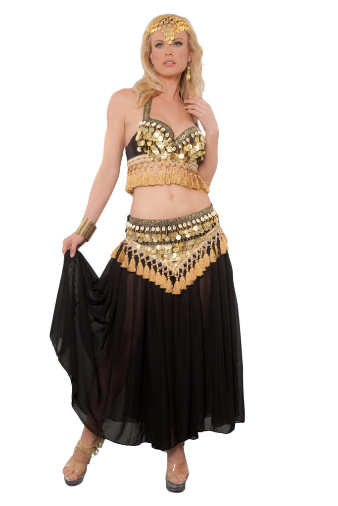 Picture of Western Fashion 4139-BLK-SMD 3 Piece Belly Dancer Costume Set&#44; Black - Small & Medium