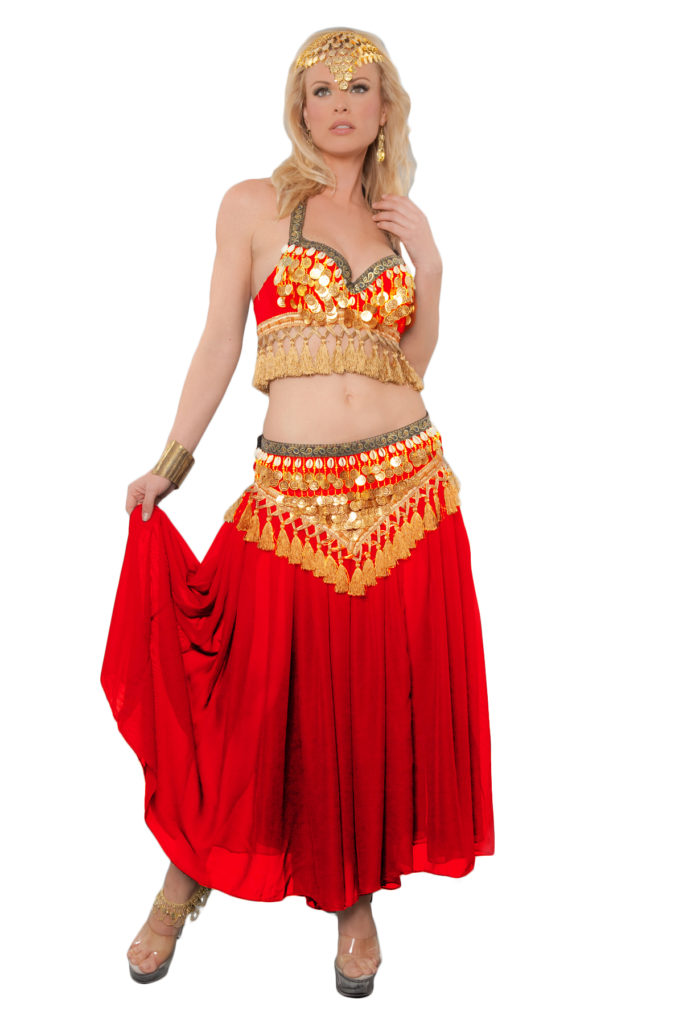 Picture of Western Fashion 4139-RED-LXL 3 Piece Belly Dancer Costume Set&#44; Red - Extra Large