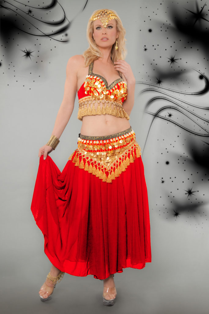 Picture of Western Fashion 4139-RED-ML 3 Piece Belly Dancer Costume Set&#44; Red - Medium & Large