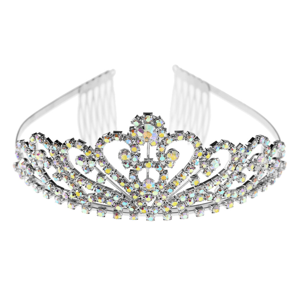 Picture of Western Mania 60202-ABS Rhinestone Tiara with Heart Motif&#44; Silver AB