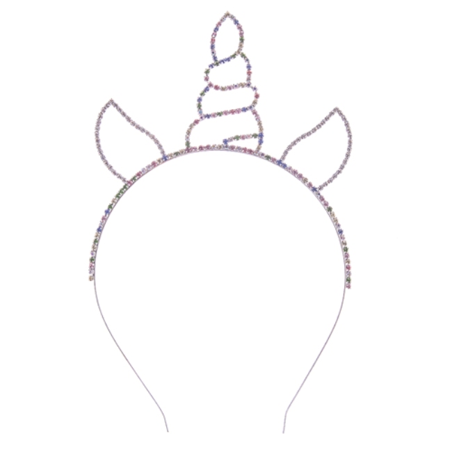 Picture of Western Mania 71767-SIL Rhinestone Unicorn Horn Headband&#44; Silver