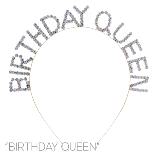 Picture of Western Mania 72009-G 6.6 x 6.75 in. Rhinstone Birthday Queen Headband&#44; Gold
