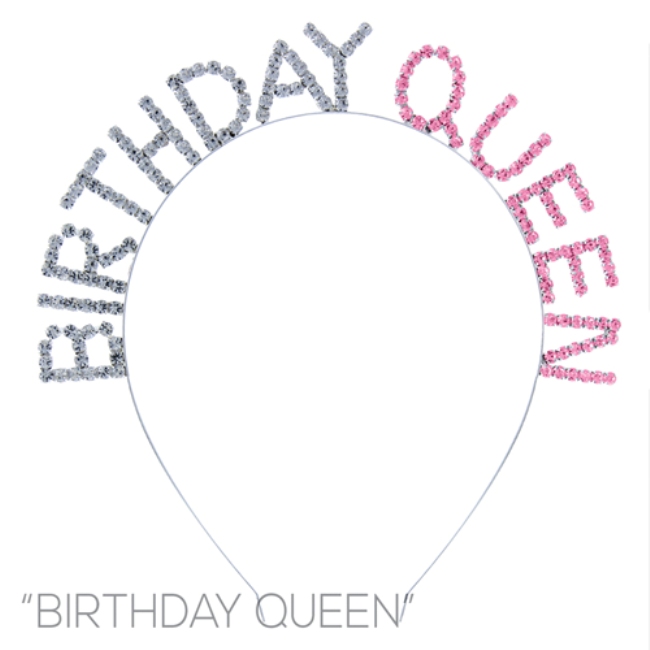 Picture of Western Mania 72009-RS 6.6 x 6.75 in. Rhinstone Birthday Queen Headband&#44; Silver