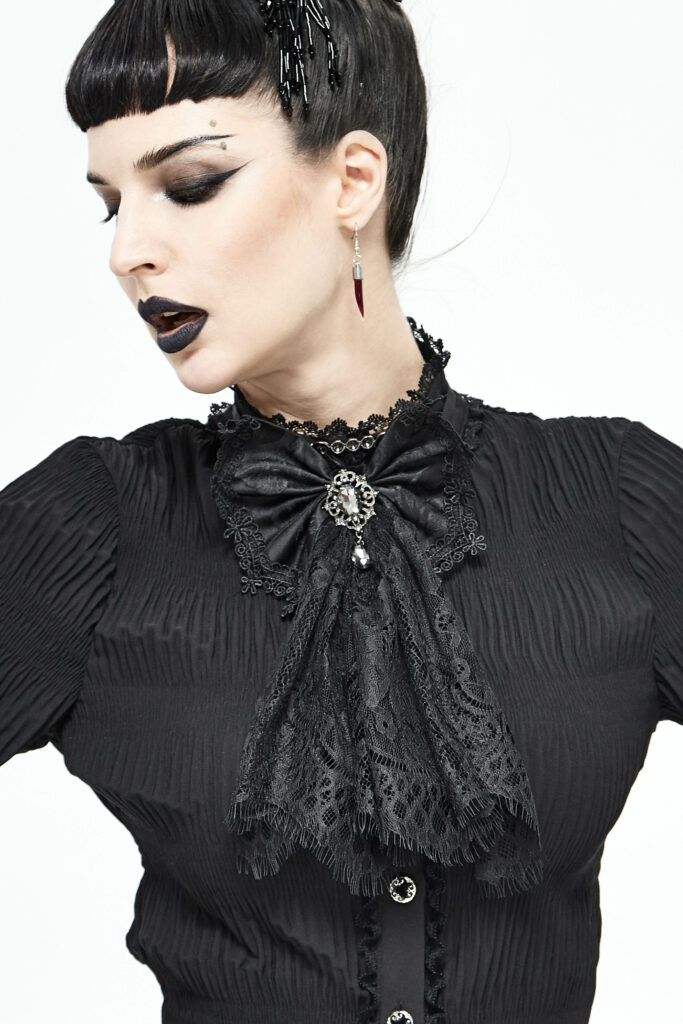 AS7301 Lace Necktie & Jabot, Black
