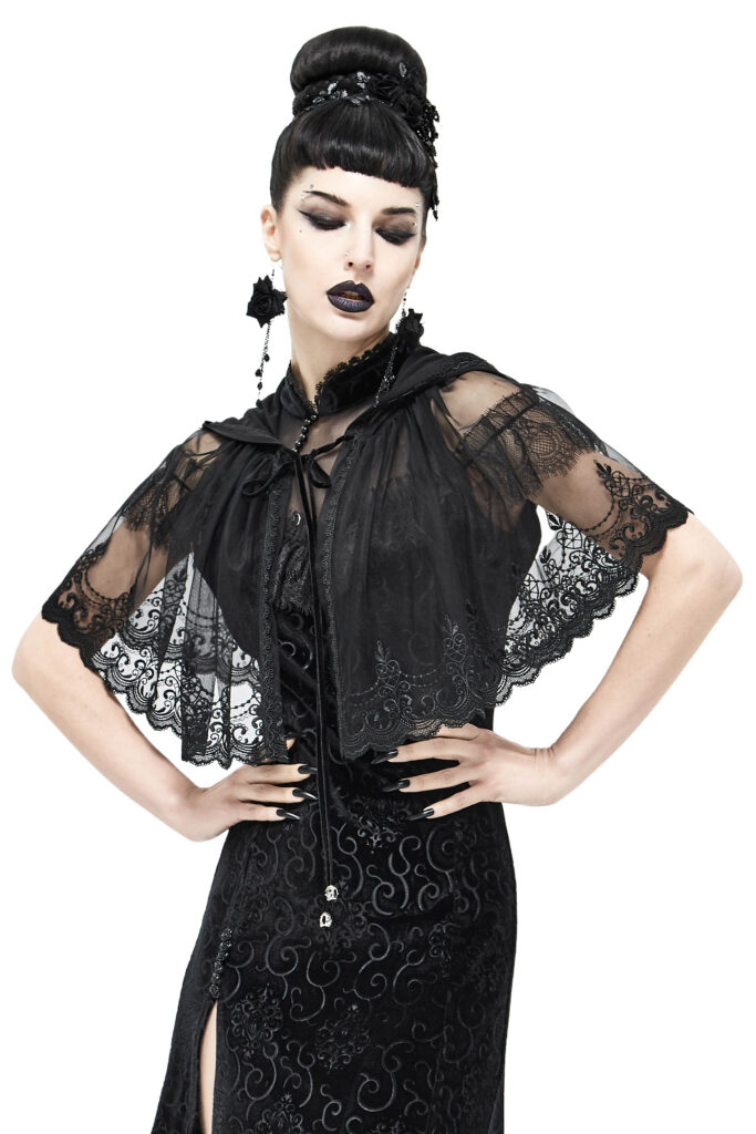 Picture of Western Mania CA022 Black Lace Hooded Cape