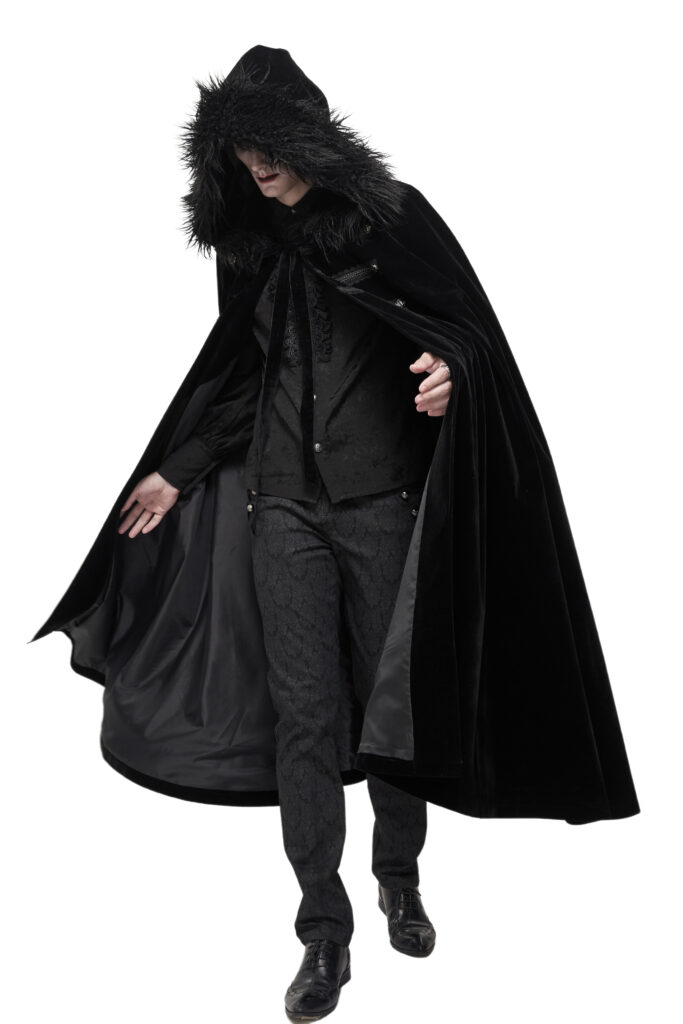 Picture of Western Mania CA02601 Renaissance Long Sleeve Hooded Cape&#44; Black