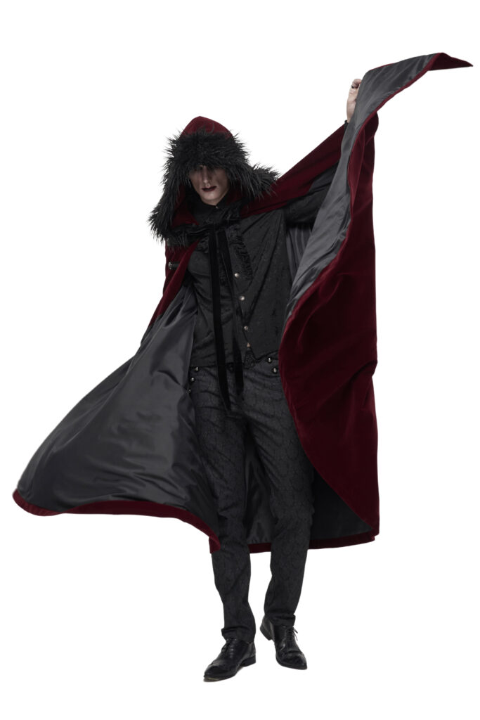 Picture of Western Mania CA02602 Renaissance Long Sleeve Hooded Cape&#44; Burgundy