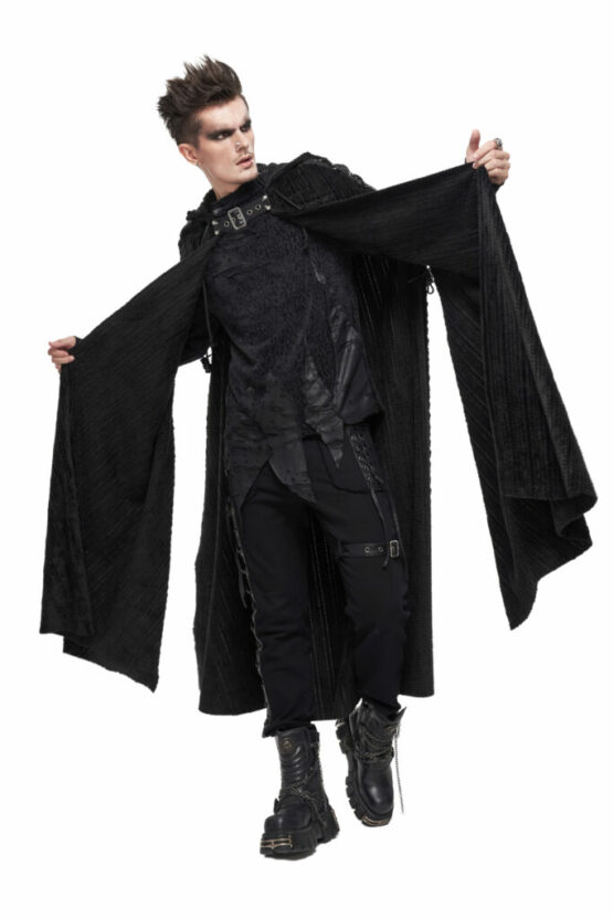 Picture of Western Mania CA031 Gothic Velvet Long Hooded Cape&#44; Black