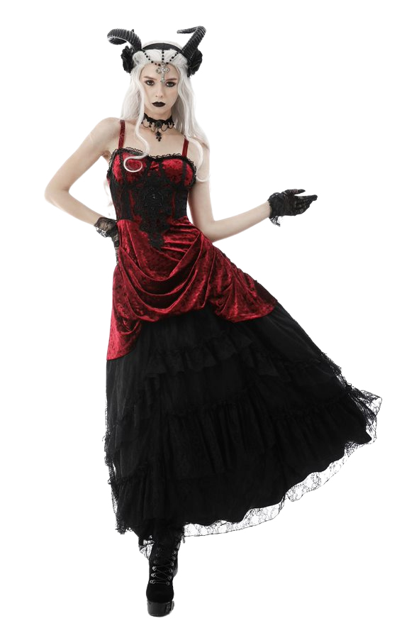 Picture of Western Mania DW589-XXL Women Gothic Noble Queen Velvet Dress&#44; Burgundy - 2XL