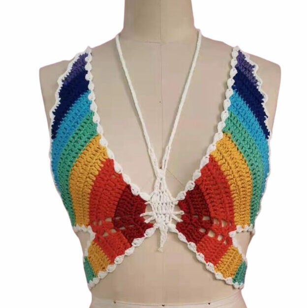Picture of Western Mania 7134 Rainbow Butterfly Crochet Top