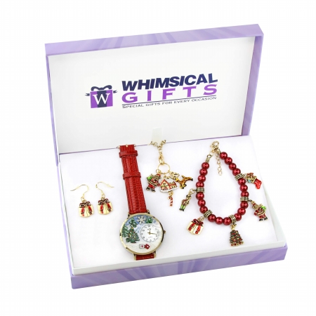Picture of Whimsical Gifts 1301G-4WBNESET Christmas Gold 4 Piece Watch-Bracelet-Necklace-Earrings Jewelry Set
