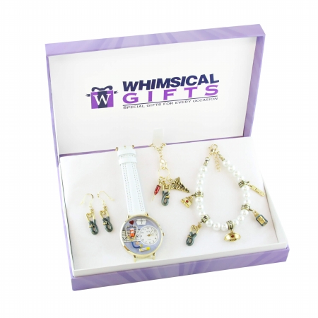 Picture of Whimsical Gifts 1400G-4WBNESET Nurse Gold 4 Piece Watch-Bracelet-Necklace-Earrings Jewelry Set