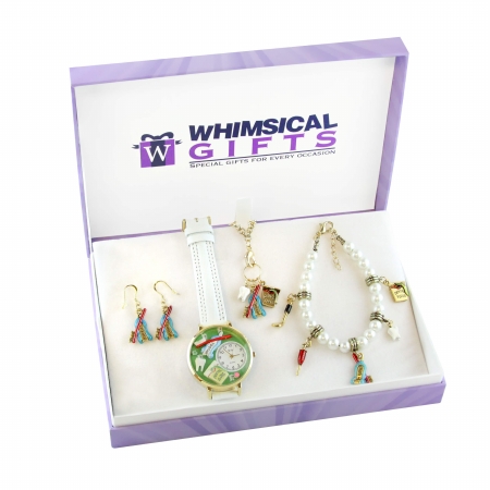 Picture of Whimsical Gifts 1401G-4WBNESET Dental Gold 4 Piece Watch-Bracelet-Necklace-Earrings Jewelry Set