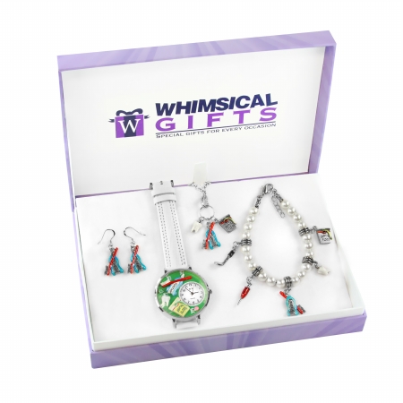 Picture of Whimsical Gifts 1401S-4WBNESET Dental Silver 4 Piece Watch-Bracelet-Necklace-Earrings Jewelry Set