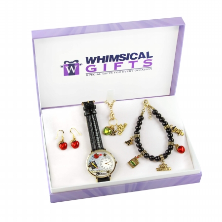 Picture of Whimsical Gifts 1402G-4WBNESET Teacher Gold 4 Piece Watch-Bracelet-Necklace-Earrings Jewelry Set