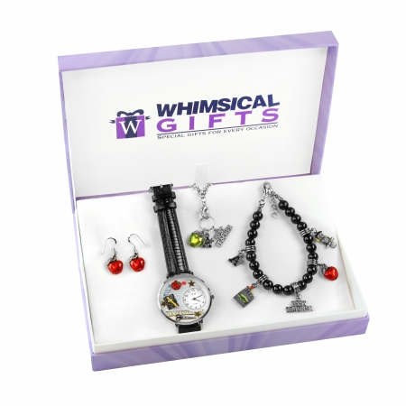 Picture of Whimsical Gifts 1402S-4WBNESET Teacher Silver 4 Piece Watch-Bracelet-Necklace-Earrings Jewelry Set