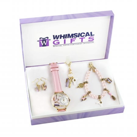 Picture of Whimsical Gifts 1403G-4WBNESET Beautician Gold 4 Piece Watch-Bracelet-Necklace-Earrings Jewelry Set
