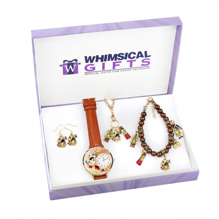 Picture of Whimsical Gifts 1404G-4WBNESET Artist Gold 4 Piece Watch-Bracelet-Necklace-Earrings Jewelry Set
