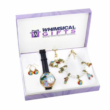 Picture of Whimsical Gifts 1500G-4WBNESET Summer Fun in the Sun Gold 4 Piece Watch-Bracelet-Necklace-Earrings Jewelry Set